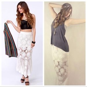 Billabong | With Luv White Crochet Maxi Skirt